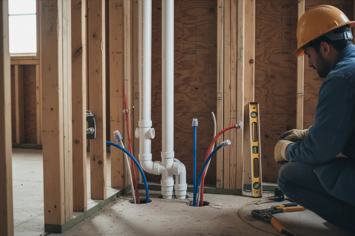 Drain and supply rough-in during Drain Cleaning in Mathis